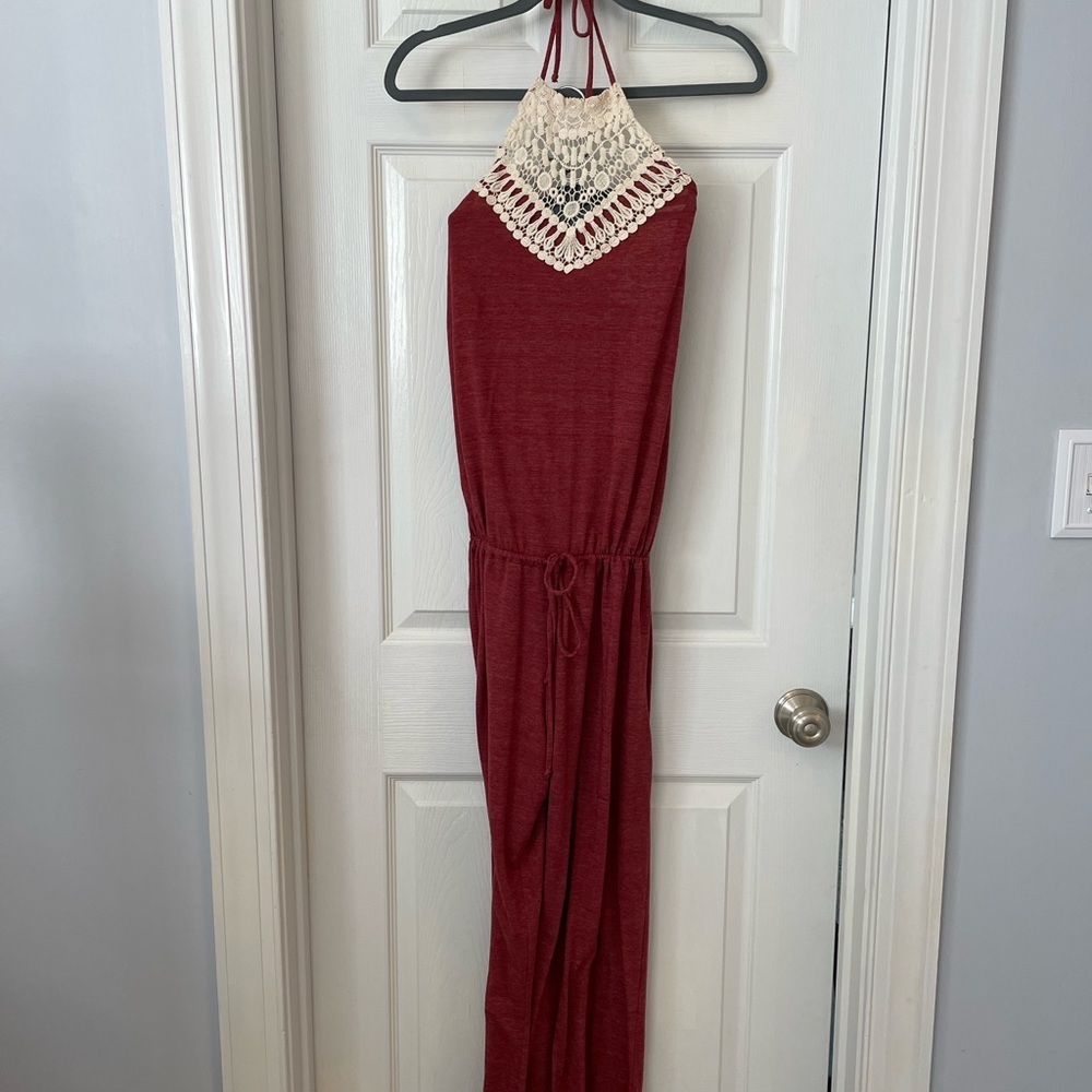 Lucky Brand halter jumpsuit Beach Cover Up Bohemian Boho Coastal Women's m/L